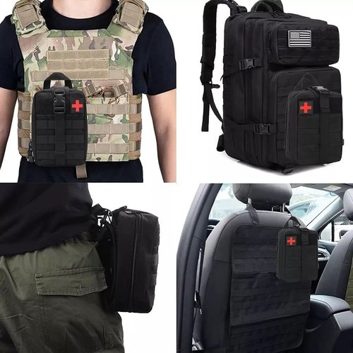 Tactical MOLLE Medical Pouch, Rip-Away EMT First Aid Pouch IFAK Trauma Kit Everyday Carry Survival Bag (Black)