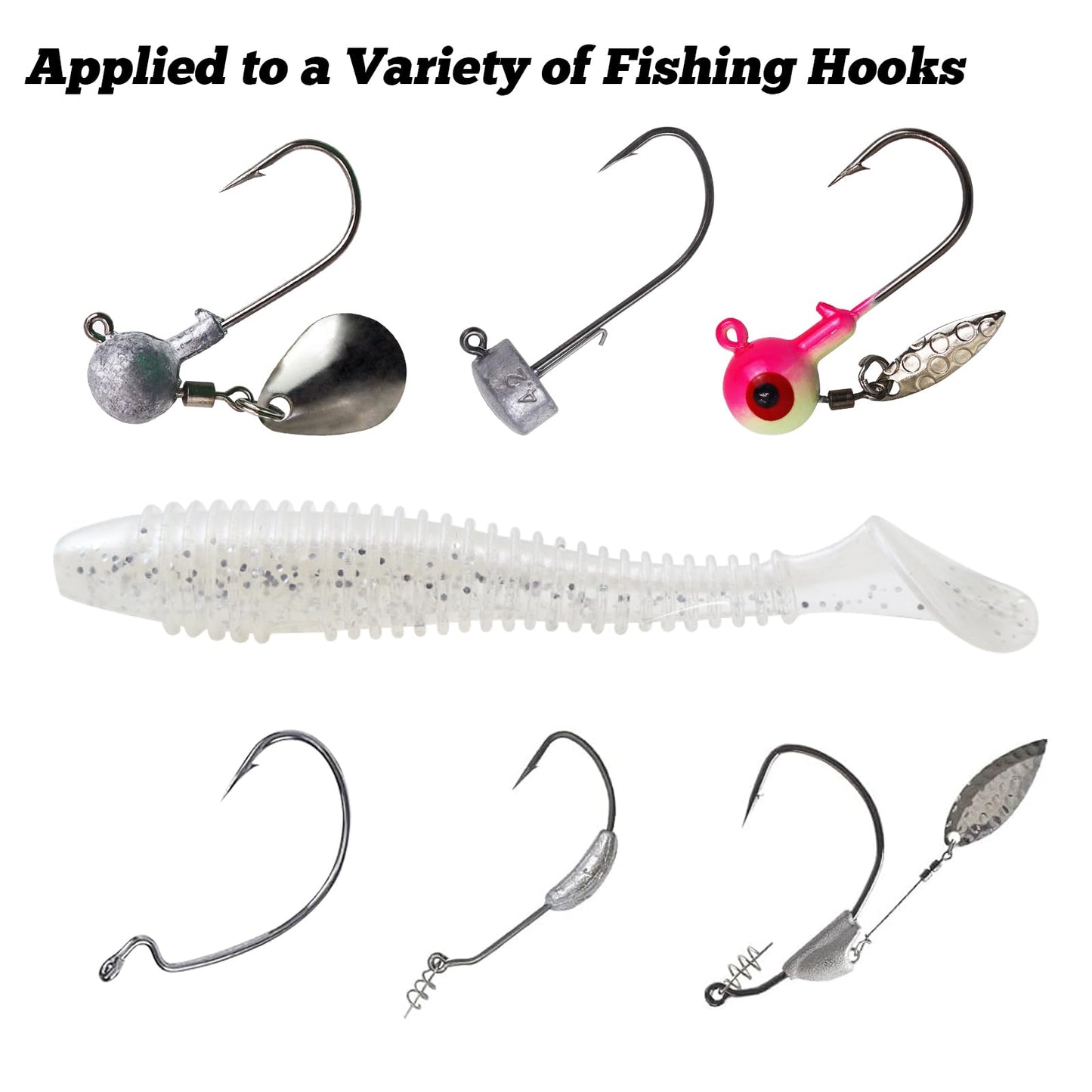 Little Soft Plastic Swimbaits, 75/60 PCs, 2.5"/3" Full Solid Body Paddle Tail Lures with Dia 0.44"/0.46", CWSDXM Fishing Baits, Thin Rib Shad for Trout Crappie Bass, Swimmers(3", White)