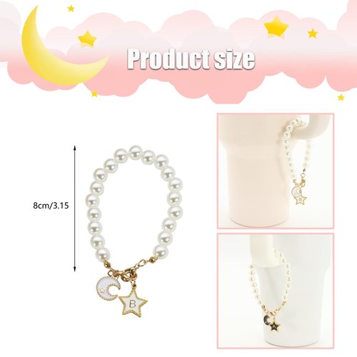 RJINYENS Letter Charm Accessories for Stanley 30&40 Oz, 2Pcs Moon & Star Shaped Initial Name ID Cup Charms for Tumblers, Stanley Charms for Handle, Stanley Cup Accessories Chain (Star+Moon-M)