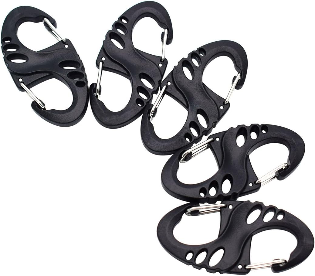 12 Pack S Shaped 8 Shaped Snap Keychain Hook Clip Outdoor Camping for Molle Backpack Hanger Buckle Quick Release Keychain