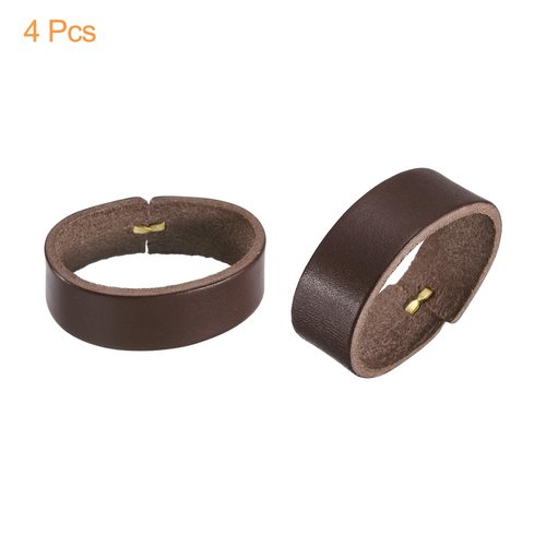 uxcell 4Pcs Leather Belt Loop Keepers, 11.5cm Outer Girth Belt Strap Ring Buckle for DIY Craft Bag Belt Fixing (Coffee)