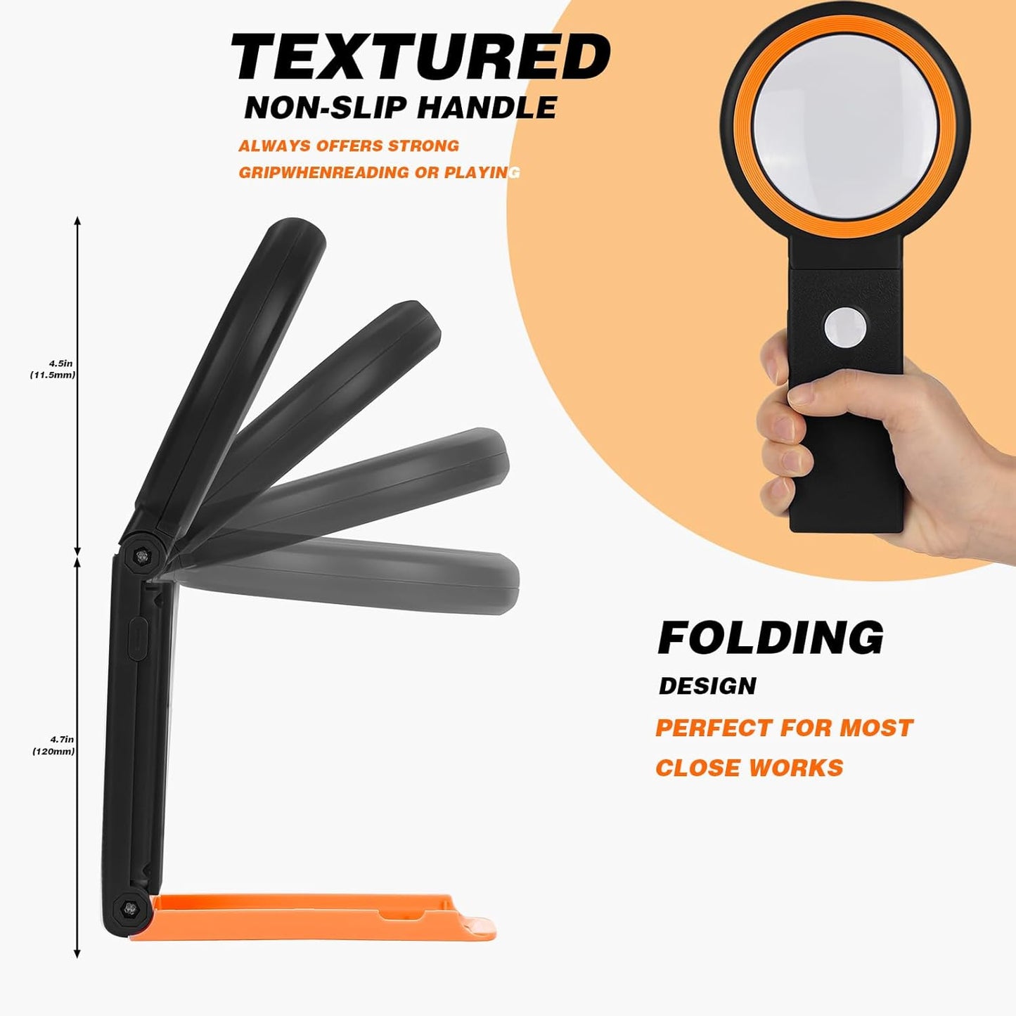30X 10X Magnifying Glass with Light and Stand, Foldable Handheld Magnifying Glass 18 LED Illuminated Lighted Magnifier for Macular Degeneration, Seniors Reading, Close Work, Coins, Jewelry