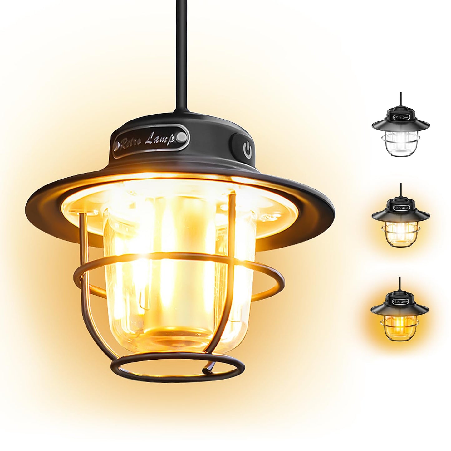 XRDZYXGS Camping Lantern, Portable Camping Light, Rechargeable Lanterns 4 Light Modes(1300-6500K), Adjustable Brightness, Waterproof Tent Lantern LED Lanterns for Power Outages, Camping, Fishing
