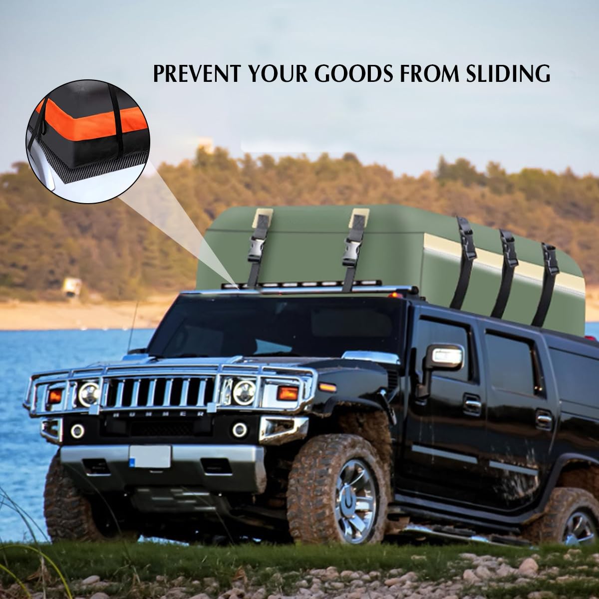 KHGUZ Car Roof Rack Pads, 47" X 40" Vehicle Rooftop Cargo Bag Protective Mat, Non-Slip Automotive Roof Cushioned Protection Layer Accessories, Universal for SUV, Sedan, Truck (Black)