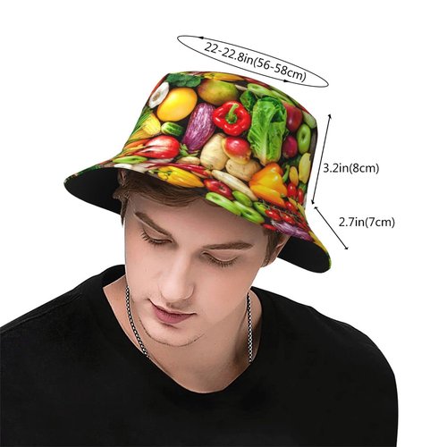 Vegetable Humor Bucket Hat for Mens Boys Womens Summer Casual Funny Food Fisherman Cap Lightweight Packable Travel Beach Fishing Sun Hats for Outdoor