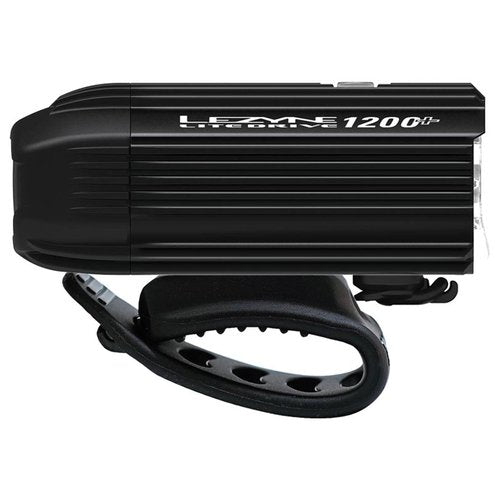 LEZYNE Lite Drive 1200+ Bicycle Durable USB Rechargeable IPX7 Waterproof White LEDs Front Light w/Multiple Solid & Flash Modes | Rubber Mounting Strap Included, Satin Black, 1200 Lumens/USB-C