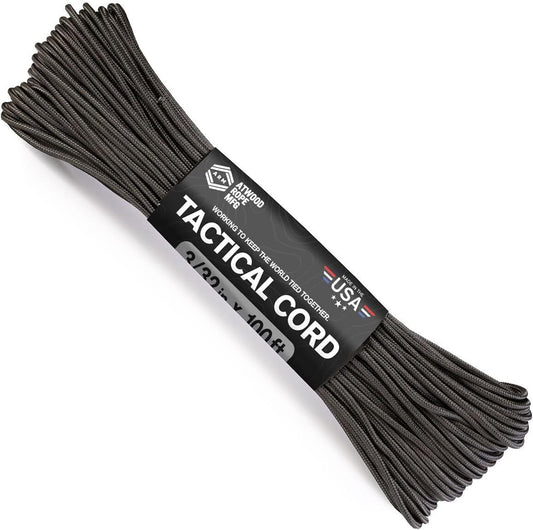 275 Tactical Cord Paracord 3/32" X 100' USA Made 275lb Test, Black