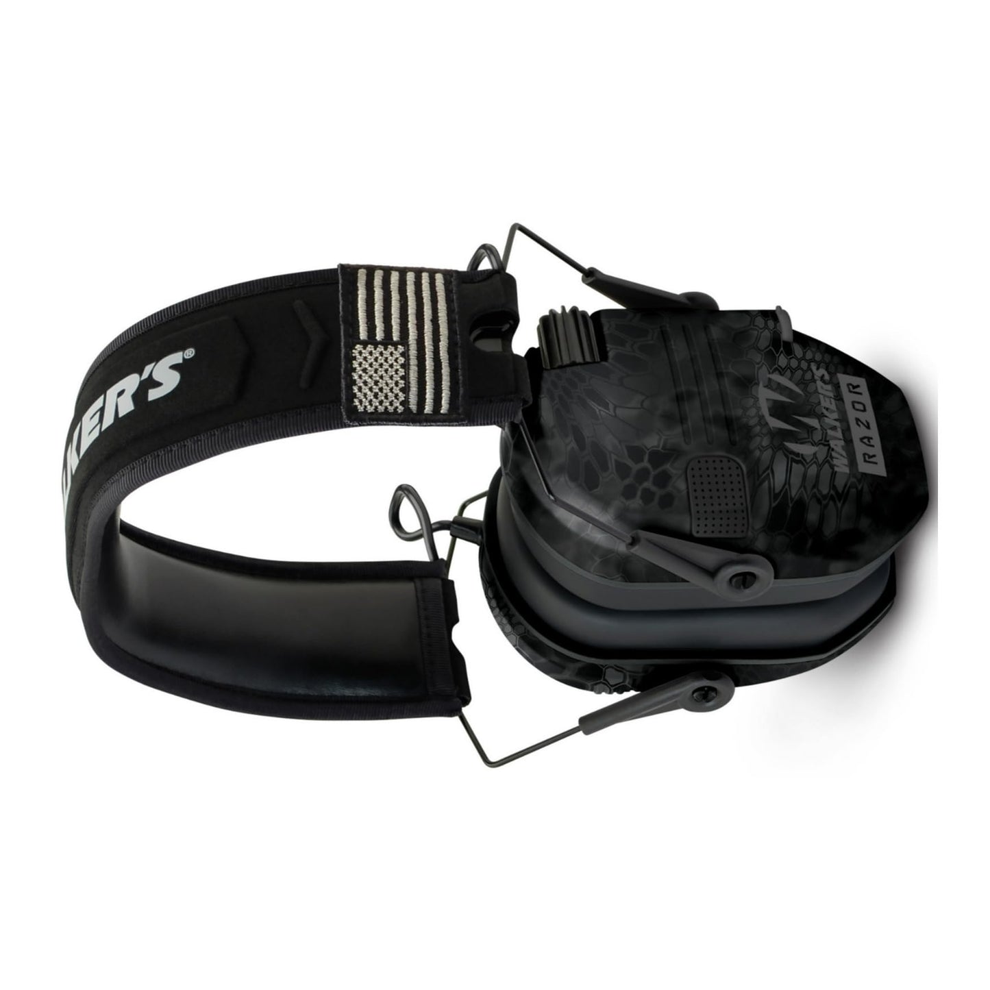 Walker's Razor Patriot Series Hi-Gain Omnidirectional Microphone Electronic Muffs (Kryptek Camo) Bundle with Walkie-Talkie Attachment, Protective Full Coverage Glasses and Cleaning Cloth (2-Pack)