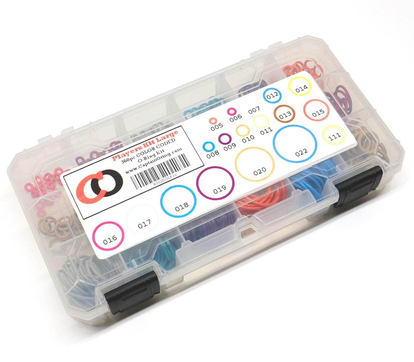 Large Color-Coded Paintball O-Ring Kit - 360 Pieces in 18 Essential Sizes