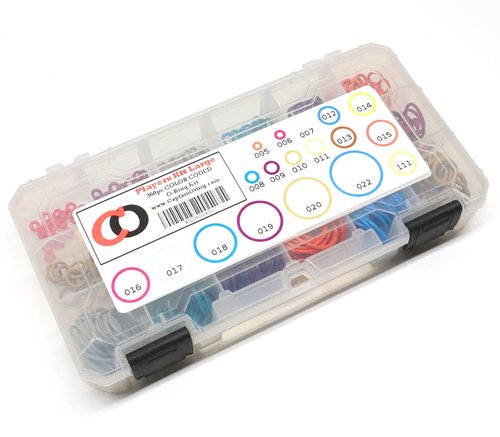 Large Color-Coded Paintball O-Ring Kit - 360 Pieces in 18 Essential Sizes