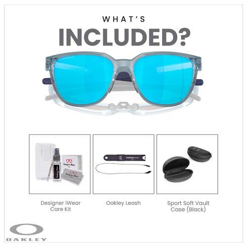 Oakley Actuator OO9250 925006 57MM Transparent Stonewash/Prizm Sapphire Rectangular Sunglasses for Men + BUNDLE Accessory Leash +BUNDLE ACCESSORY EYEWEAR Kit