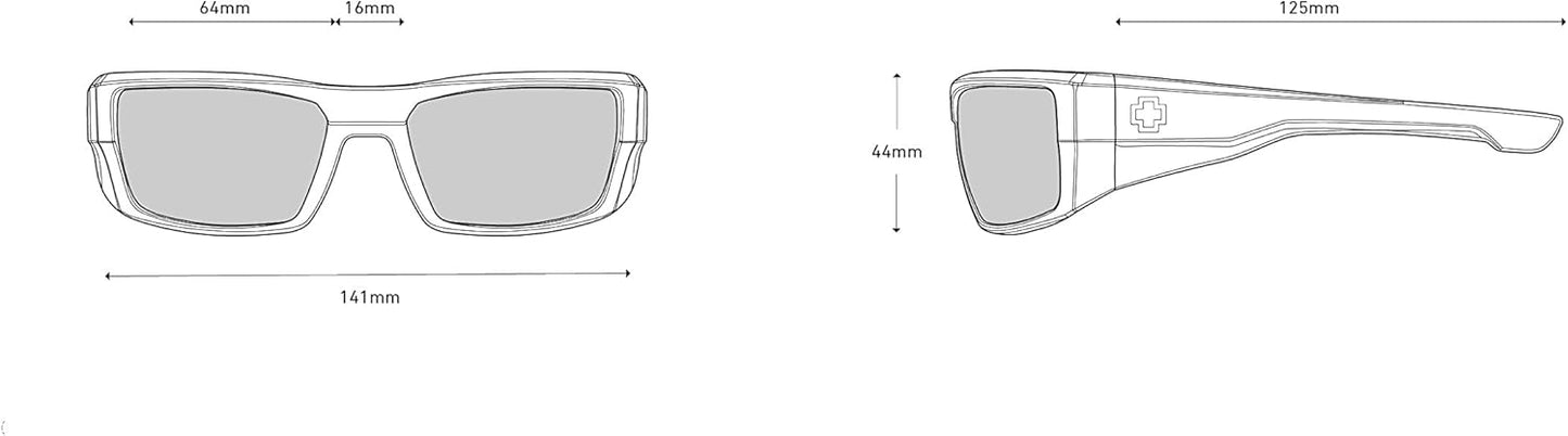 SPY Womens Dirk Sunglasses, Soft Matte Black/Happy Gray/Green Polar, 64 Mm US