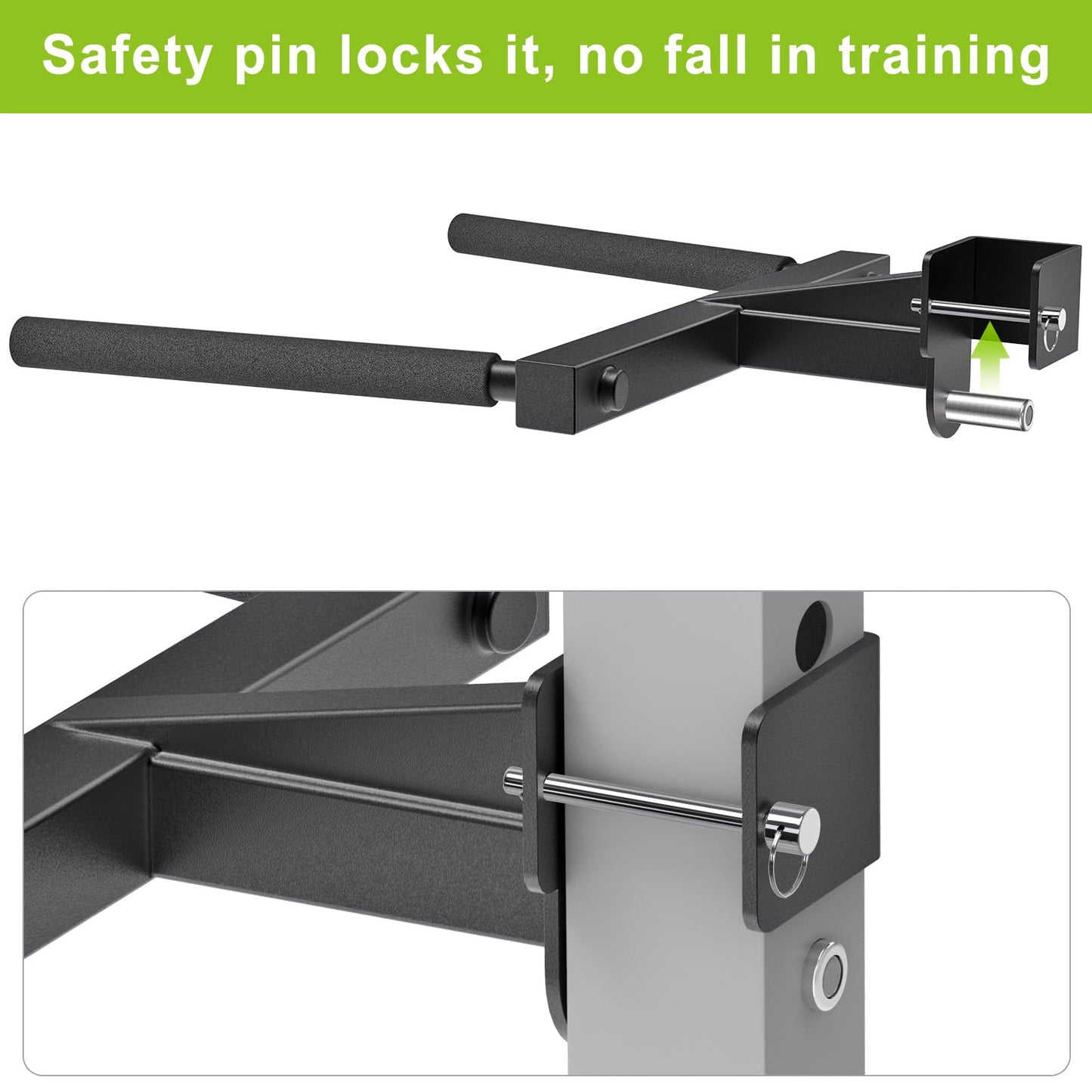 Kipika Y-Shaped Dip Bar for 3" x 3" Power Cage with 5/8" or 1" Hole - Dip Bar Attachments for Home Gym - Heavy Duty Power Rack Attachments - 3" x 3" Squat Rack Accessories for Strength Training