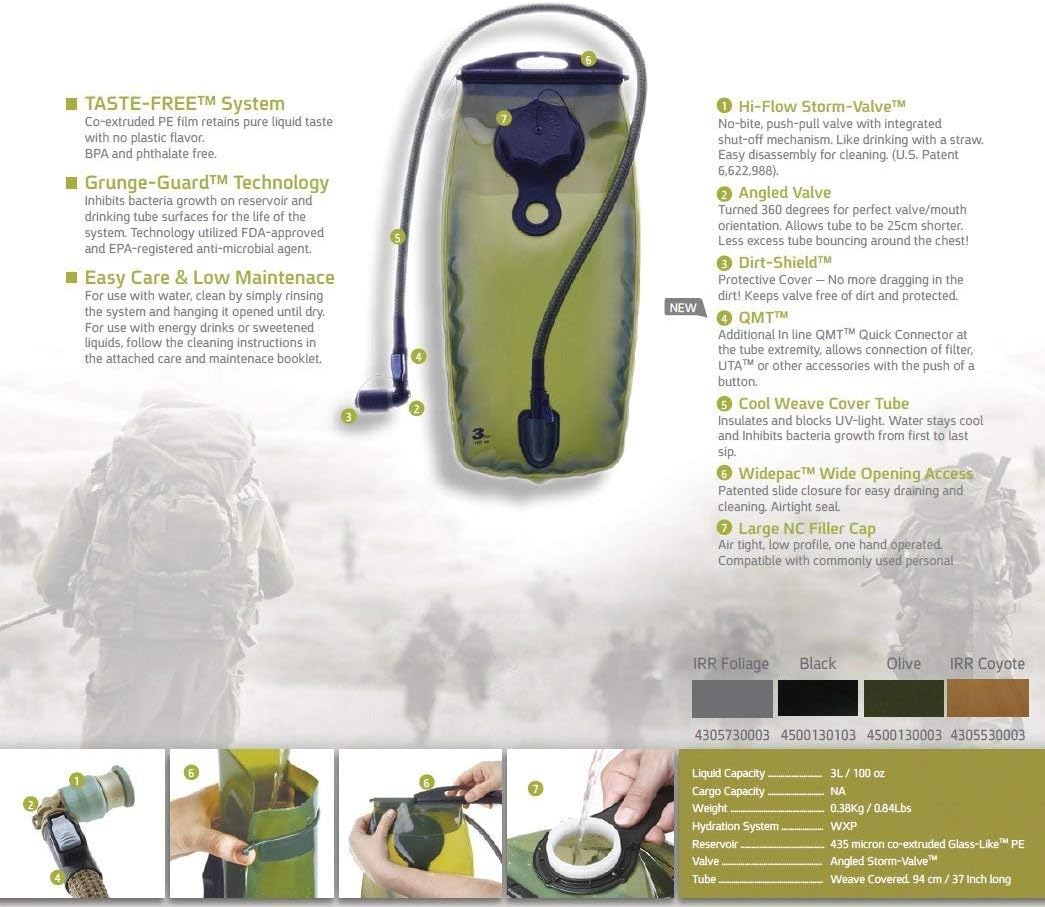 Source Hydration Bladder WXP - 3 Liter (100oz) Water Bladder with High Flow Storm Valve - Featuring All Hydration Technology Advantages (4305530003)