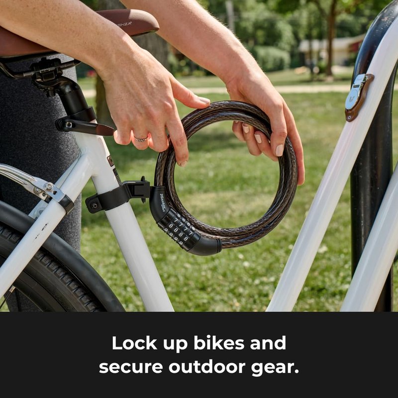 Master Lock Bike Cable Lock 5' x 1/2" Heavy Duty Anti-Theft Bike Lock Steel Cable with Black Weather Resistant Vinyl Coating for Bikes, Ebikes & Scooters, 5 Feet Long, 8370D