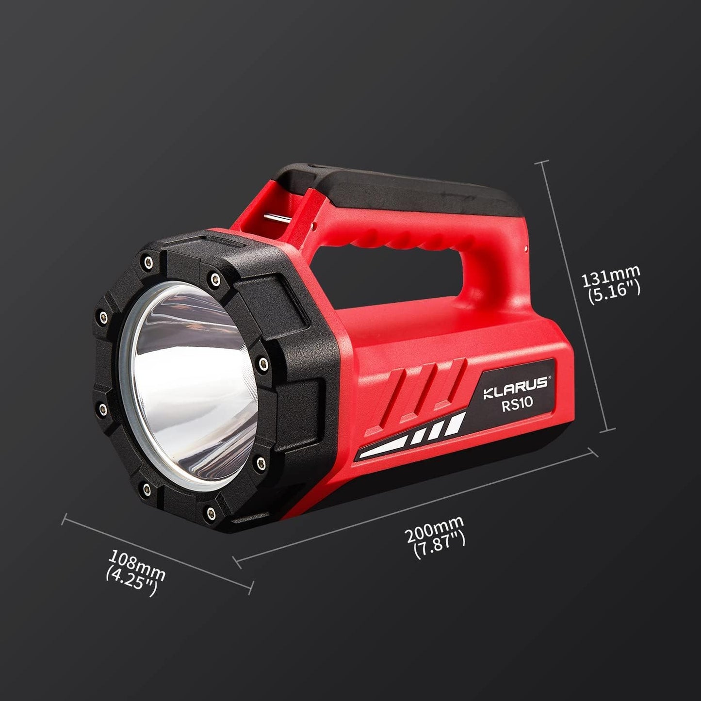 klarus RS10 Big Rechargeable Spotlight: 8000mAh Large Capacity, with Red Flood Mode, Flashlight Lantern Combo, Waterproof Heavy Duty LED Light for Camping, Power Outages and Emergencies