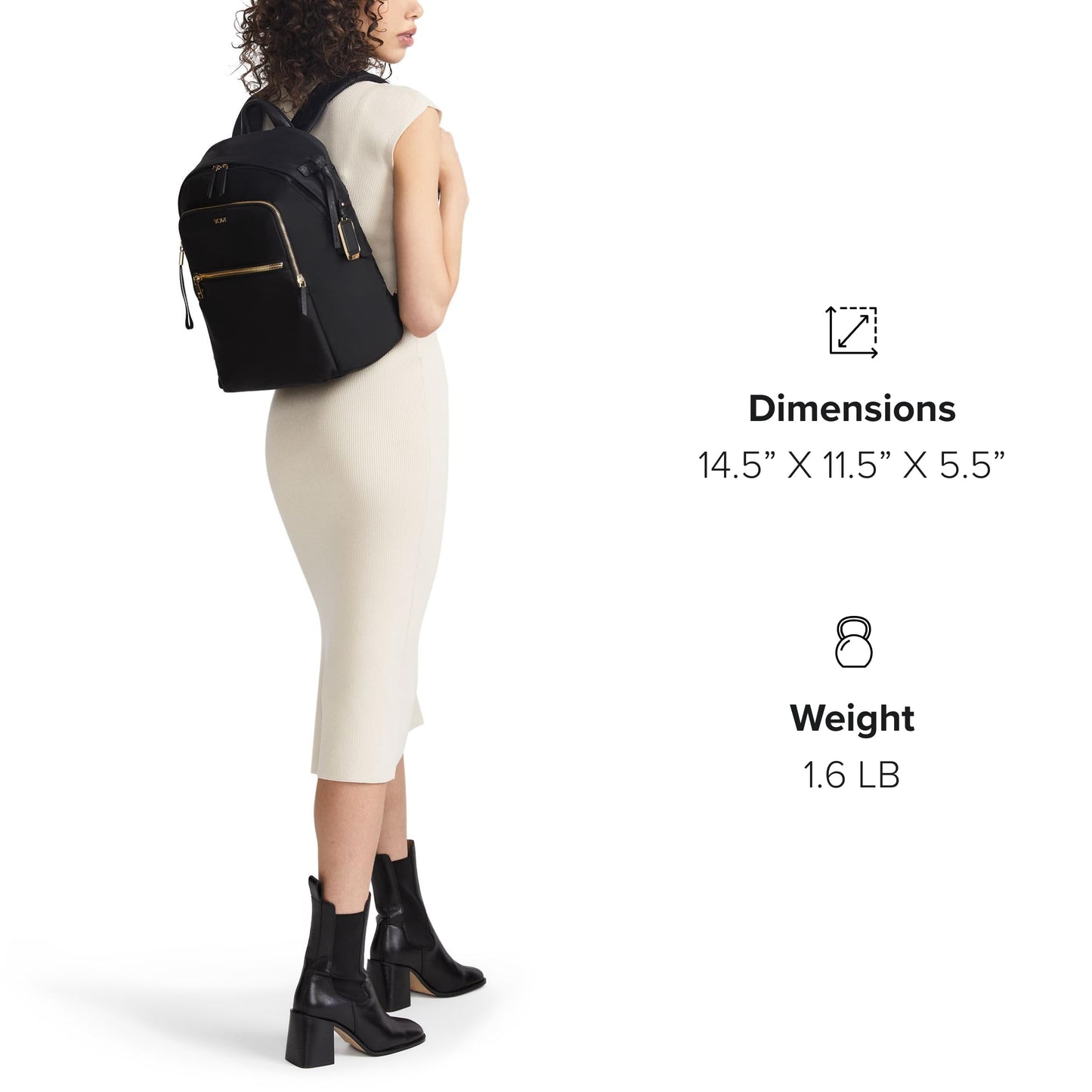 TUMI - Voyageur Halsey Backpack - Women's Lightweight Everyday and Travel Bag - 14.5" X 11.5" X 5.5" - Holds Up to 14" Screen - Black & Gunmetal