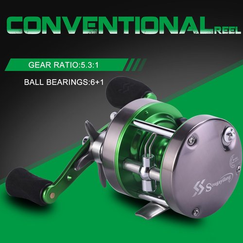 Sougayilang Catfish Baitcast Reel and Fishing Rod Combo, Conventional Fishing Wheel & 2pcs Catfish Casting Rod,Comfortable EVA Non-Slip Grips,Aluminum Reel Seat for Big Saltwater Game