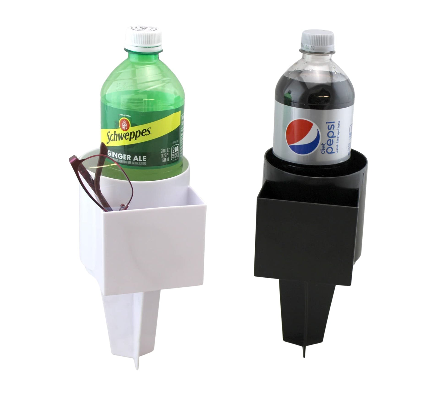 2-Pack Beach Drink and Phone Holder with Pocket – Sand Spike Cup Organizer for Sunglasses, Keys, and More – Ideal for Beach, Garden, and Outdoor Events
