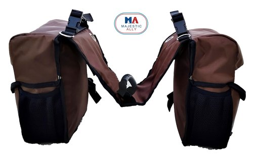 Majestic Ally Horse Saddle Bag - Nylon Insulated Leakproof Cooler, Reflective Padded with Pockets and Water Bottle Carrier, Durable Equestrian Saddle Bag (Brown)