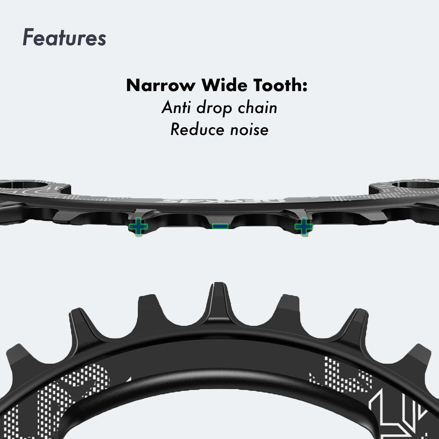 DJC Bike Chainring Asymmetrical 96BCD Narrow Wide Tooth MTB for XT SLX M6000 / M7000 / M8000 / M9000 7/8/9/10/11/12 Speed Aluminum 7075 30T 32 34 36 38T, Round 42T Black