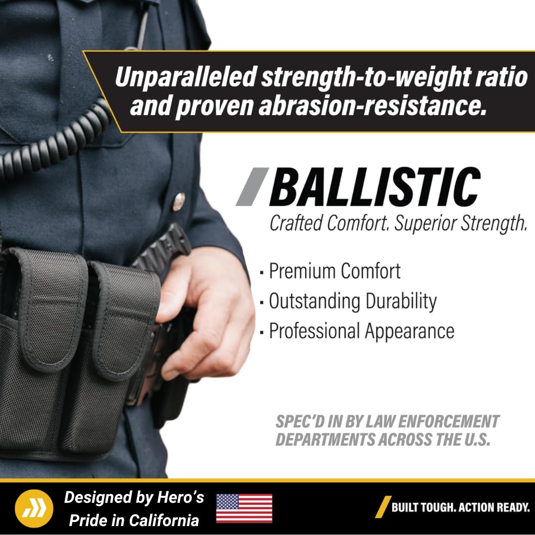 Hero's Pride Ballistic Deluxe Duty Belt, Triple Release Belt Buckle, Lightweight 2.25" Tactical Belt for Law Enforcement, 2XL (46-50")