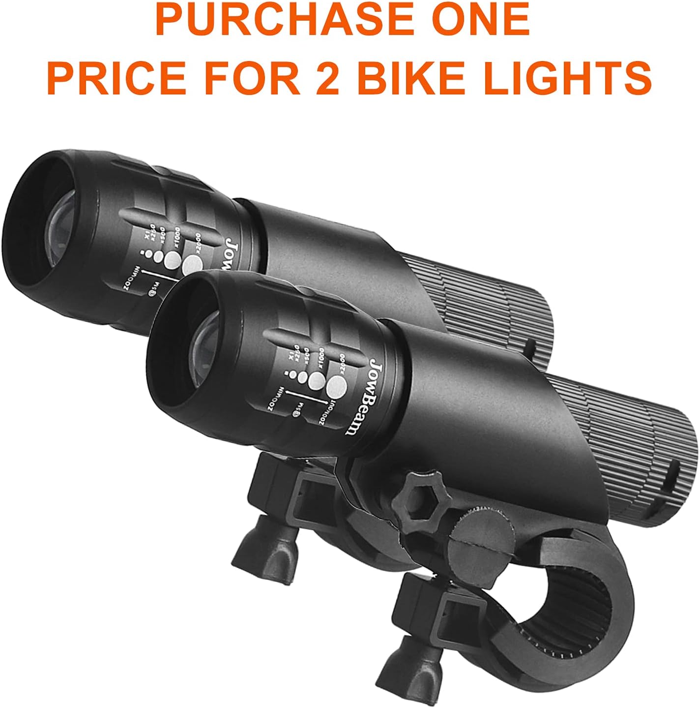 2 Packs Bike Light Set Super Bright Focus Adjustable Front Headlight and Rear LED Mountain Bicycle Light, Mount Included JB866