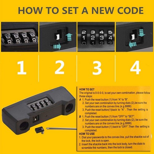 Junway 4-Digit Combination Bike Lock, Heavy Duty U-Lock for Bicycles, Motorcycles, Metal Gates