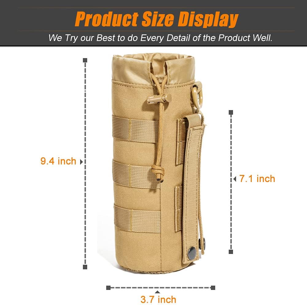 Upgraded Tactical Water Bottle Holder | Molle Pouch for Travel & Hydration