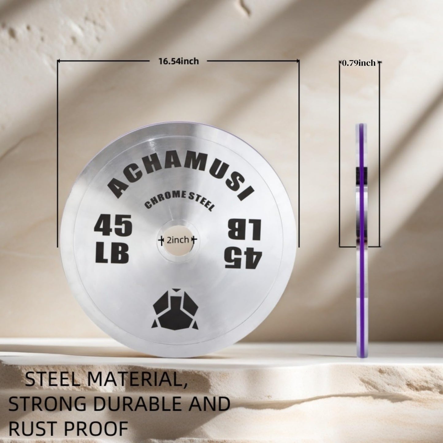 Achamusi Olympic Weight Plates,Steel 2-Inch Weight Plate For Strength Training,Weightlifting - Single Or Pair (Black-45LB Single)