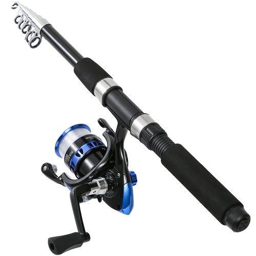 Tripquips Fishing Pole, Telescopic Fishing Rod and Reel Combo, 13+1BB Pre-Loaded Spinning Reel Combo with Fishing Pliers and Lip Gripper, 6.9FT Fishing Rod Combo(XT30 Blue)