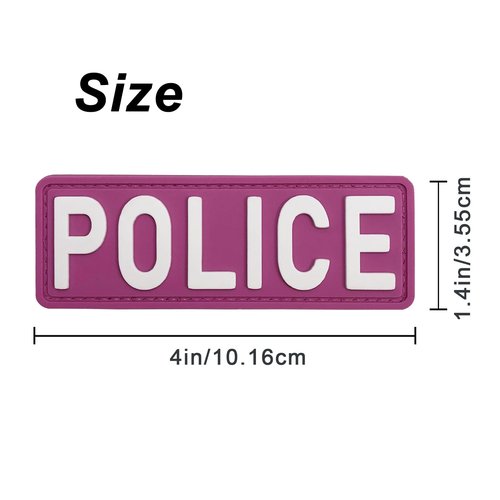 uuKen PVC Police Patch Small 4x1.4 inches Pink Background for Tactical Vest Bags Backpacks Hat Cap (Pink Background)