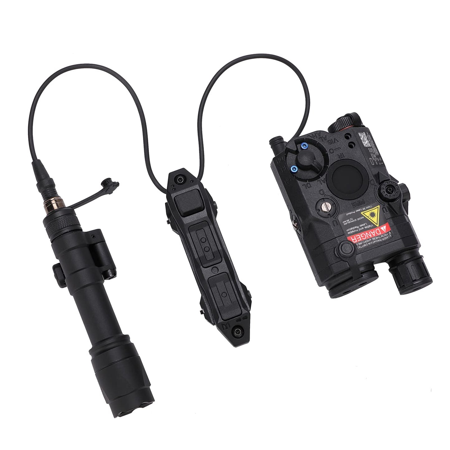 Fineonly Dual Remote Flashlight Pressure Switch Tactical Tape Switch with Tactical Light Plug and 2.5mm Plug Double Switch Control Light for Flashlight M300 M600 PEQ15 Airsoft and DBAL Series