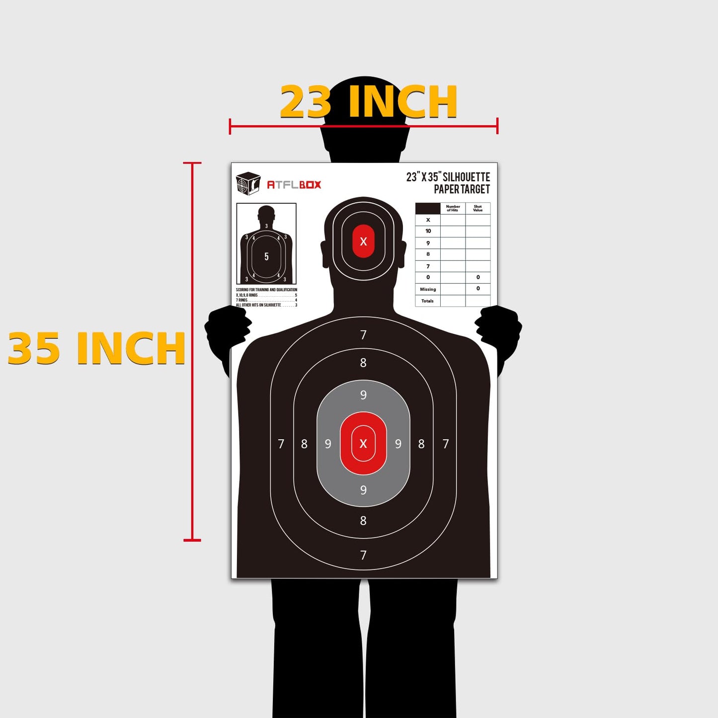 ATFLBOX Silhouette Paper Target for The Range, 23X35 inch Target Paper for Indoor and Outdoor Use, Suitable for Handguns, Pistols, Rifles, Airguns, Pellet Gun, BB Guns (10 Pack)