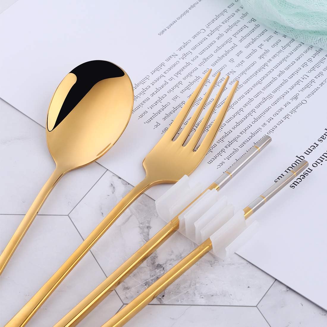 3 PCS Outdoor Flatware Set Fork Spoon Chopsticks/Travel Flatware Set with a Case