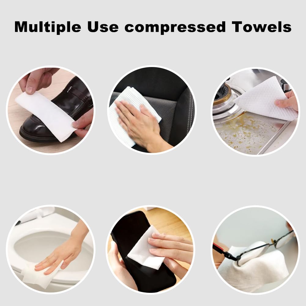 100 PCS Compressed Towels Pack with 2 Carrying Cases, Portable for Home Travel Camping Outdoors and Beauty Salon (100PCS + 2 carrying cases)