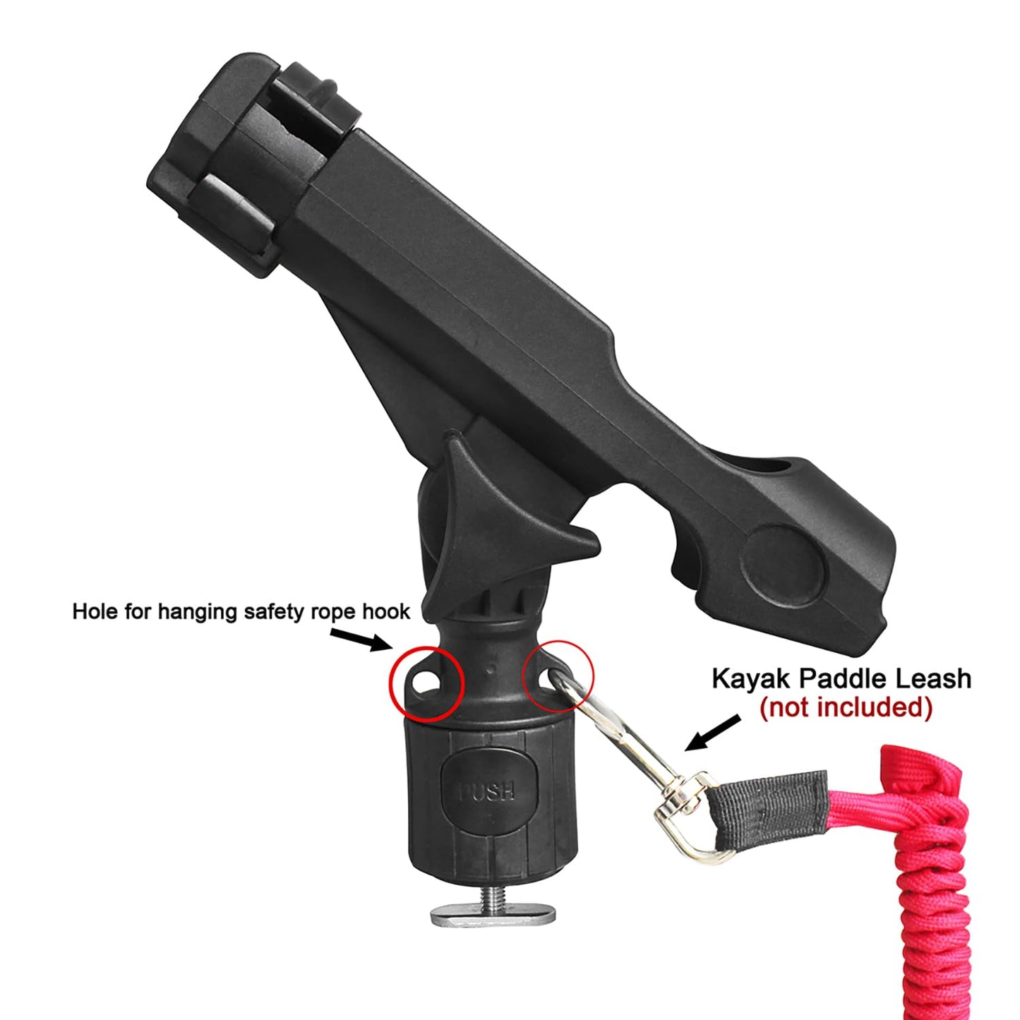 Kayak Fishing Rod Holder , Fishing Boat Rods Holder with T-Shaped Screw, 360° Adjustable Kayak Fishing Pole Holder Mounted Track or Kayak,
