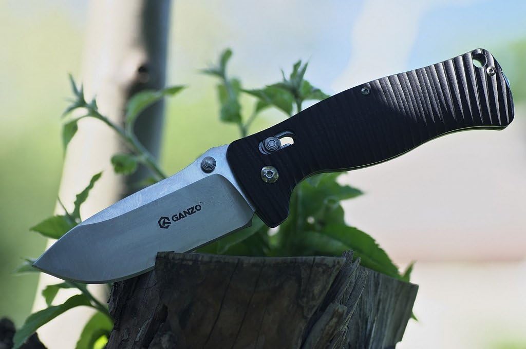 Ganzo G720-GR Tactical Folding Knife Window Breaker 440C Blade Army Green G10 Handle w/Paper Box & Draw String Bag G720