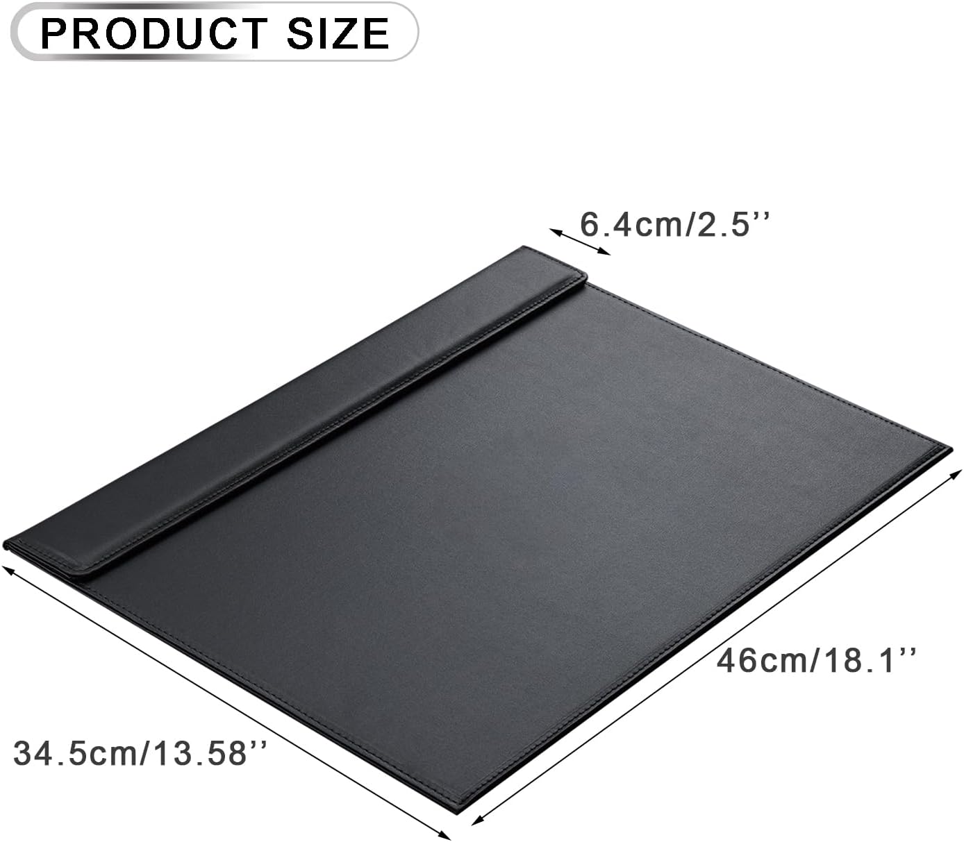 KINGFOM Ultra-Smooth PU Leather Desk Pad & Mat Office Desk Drawing & Writing Board A3/ A4 File Paper Clip Table Protector Mat on Top Large 24''x18'' (Black)
