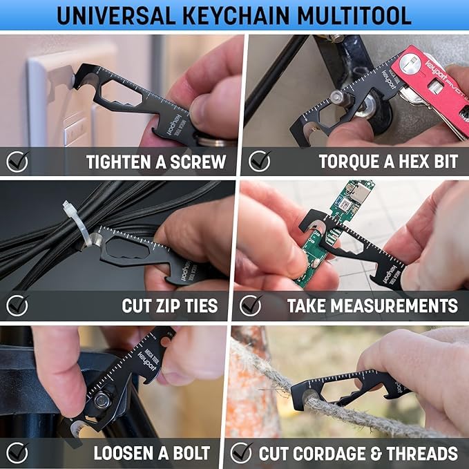 Keyport MOCA 10-in-1 Keychain Multitool (Black) | EDC Multi Tool: Pry Bar, Bottle Opener, Screwdriver, Box Opener, Cord Cutter & More | TSA Key Tool | EDC Gear | Key Organizer, Key Chain Compatible