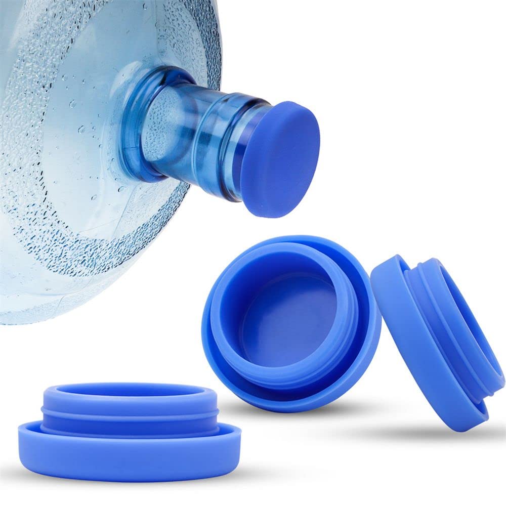 3PCS 5 Gallon Water Jug Cap, Reusable Silicone 55mm Water Bottle Snap Caps No Spill Top Cover Anti-Splash No Leak Convenient Easy to Install