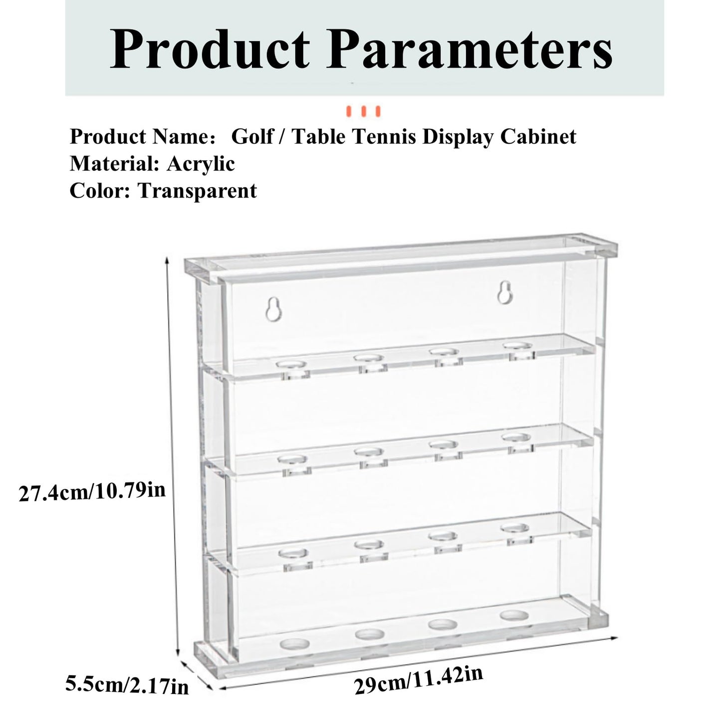 2 Packs 5-Layer Acrylic Golf Ball Display Case Wall Mount Table Tennis Ball Display Shadow Box Holds 20 Balls