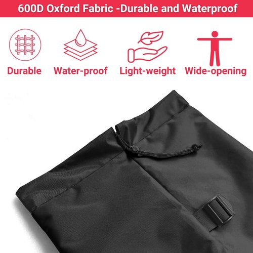 Heavy Duty Camping Chair Replacement Bag with Side Pocket, Camp Cover Bags for Carrying Folding Chairs - 48 X 11 Inches, Durable 600D Oxford Fabric, Extra Wide Mouth, Adjustable Strap (Black)