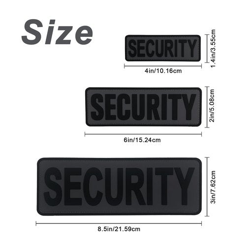 uuKen 3Pcs Security Patch Gray Background for Hats Caps Bags Backpacks Vests Clothing (3 Pack, 1Pcs 4" x 1.4", 1Pcs 6" x 2", and 1Pcs 8.5" x 3")