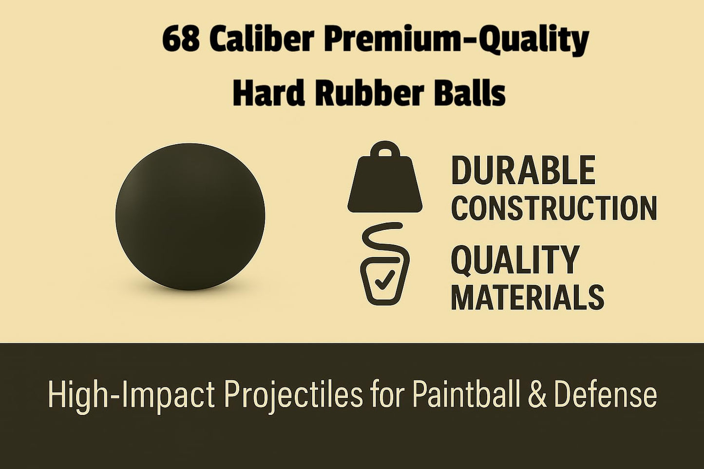 20 x Premium Quality .68 Caliber Hard Rubber Balls 3.9 gr. Heavy Powerballs Resuable Paintballs for Self & Home Defense Pistols