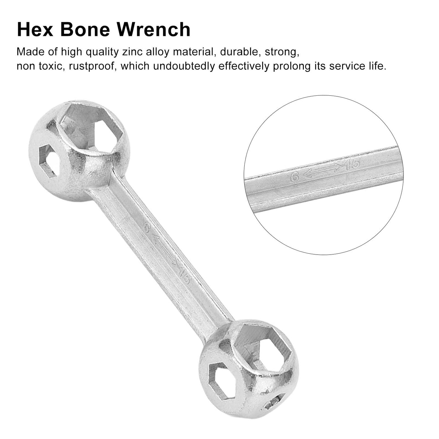 VBESTLIFE 10 in 1 Wrench, 6‑15mm Hex Bone Wrench Repair Tool