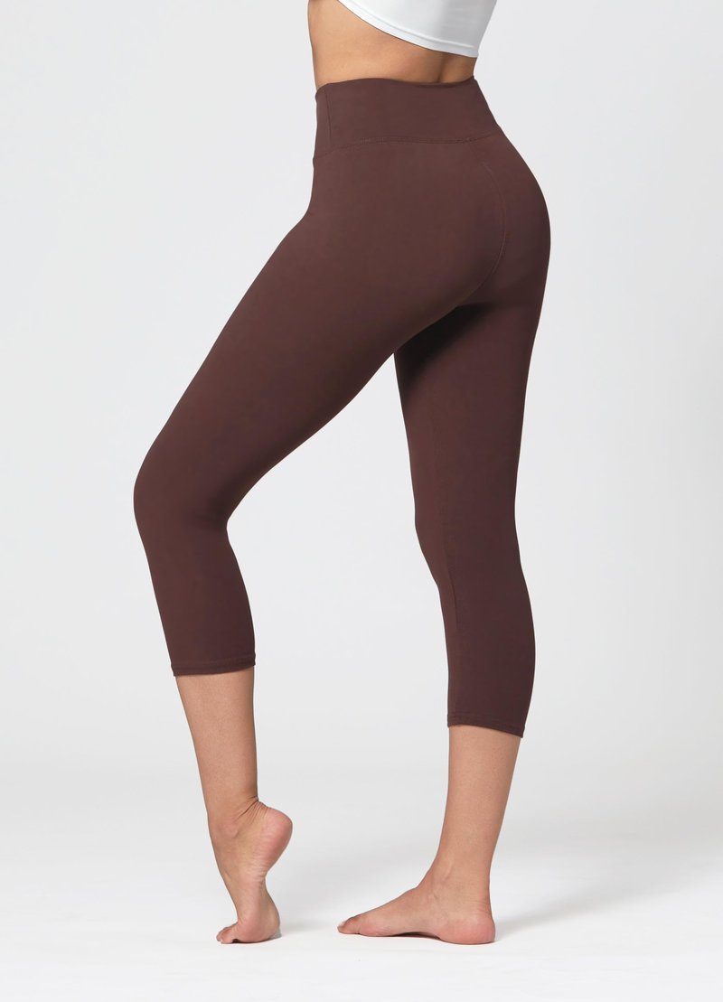 Conceited Capri Leggings for Women - High Waisted - Soft - Casual - Brown - Small - Medium