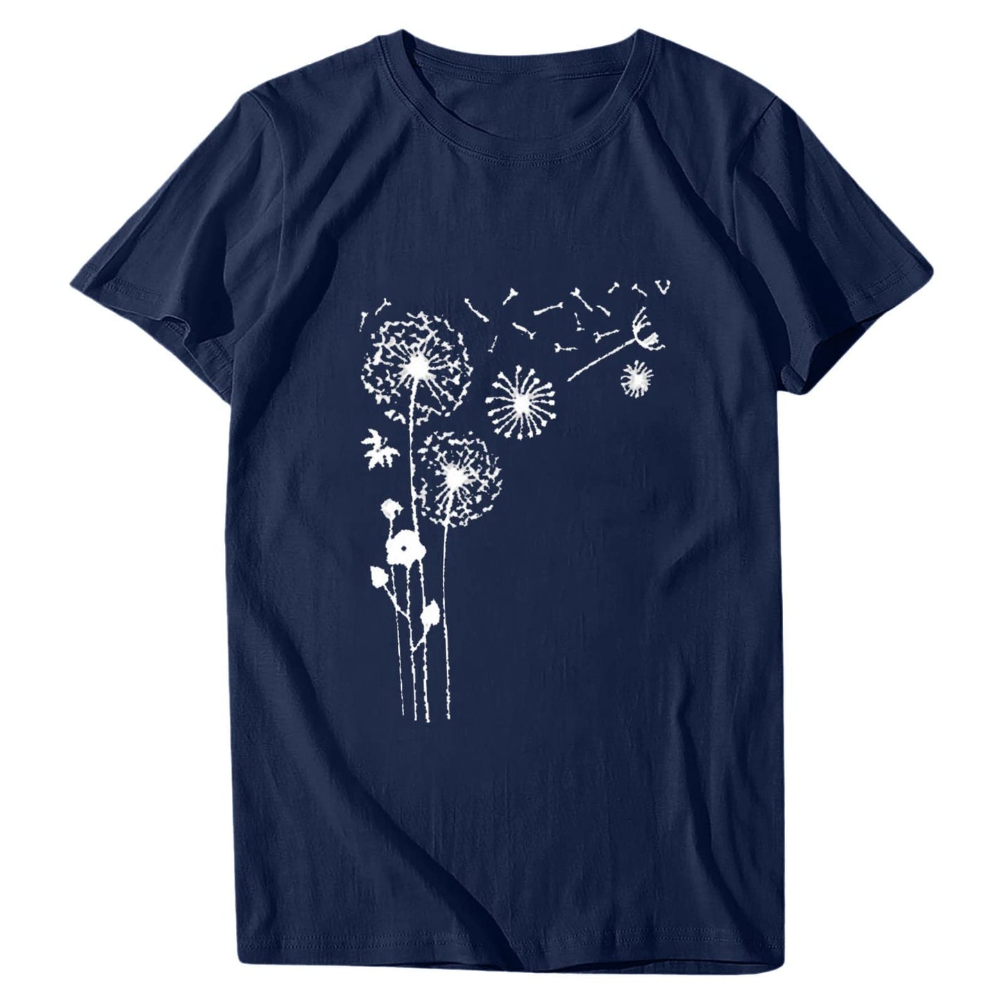 Summer Dandelion Graphic Tees Summer Basic Shirt Tops 2024 Summer Short Sleeve Shirt 2024 Womens Summer T-Shirts 2024 Summer Short Sleeve Shirt(01-Navy,XX-Large)