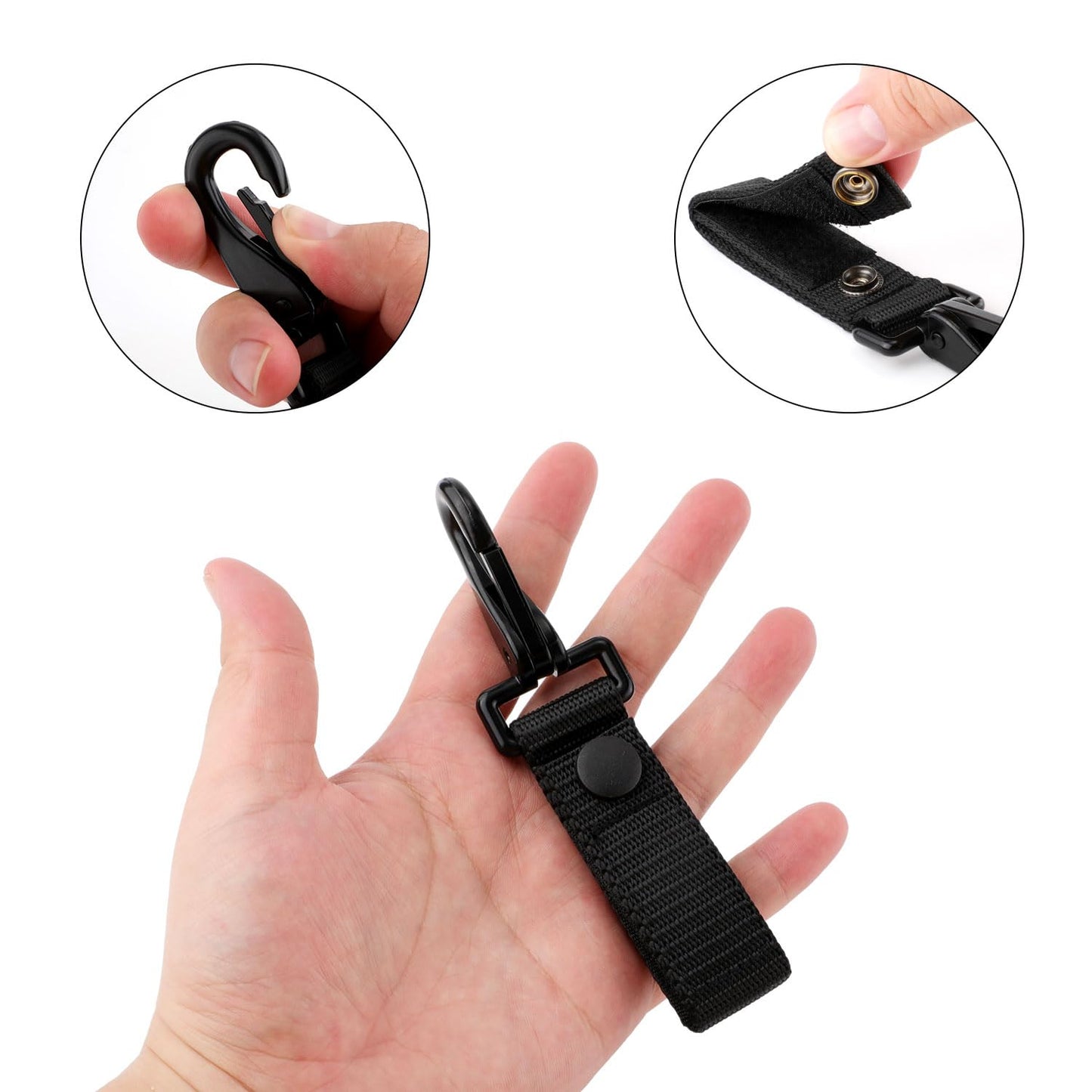 2pcs Belt Key Holder, Heavy Duty Belt Key Holder with Metal Snap and Nylon Molle Strap Duty Belt Key Clip Belt Clip Duty Belt Accessories