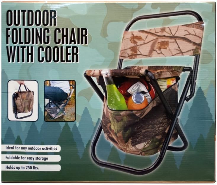 Kole Imports Outdoor Folding Chair with Cooler Bag, 22" x 12"